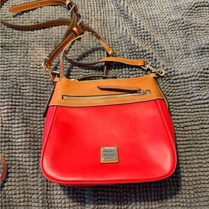 Dooney & Bourke Vibrant Red and Tan Crossbody Bag